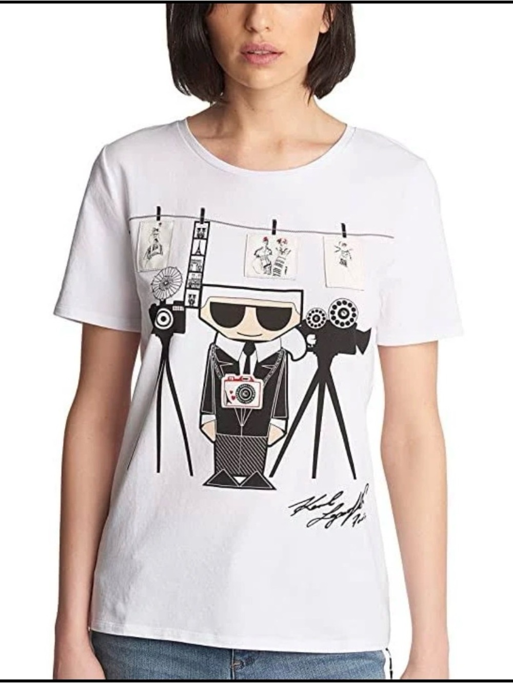 Karl Lagerfeld White T-Shirt with Graphic Design